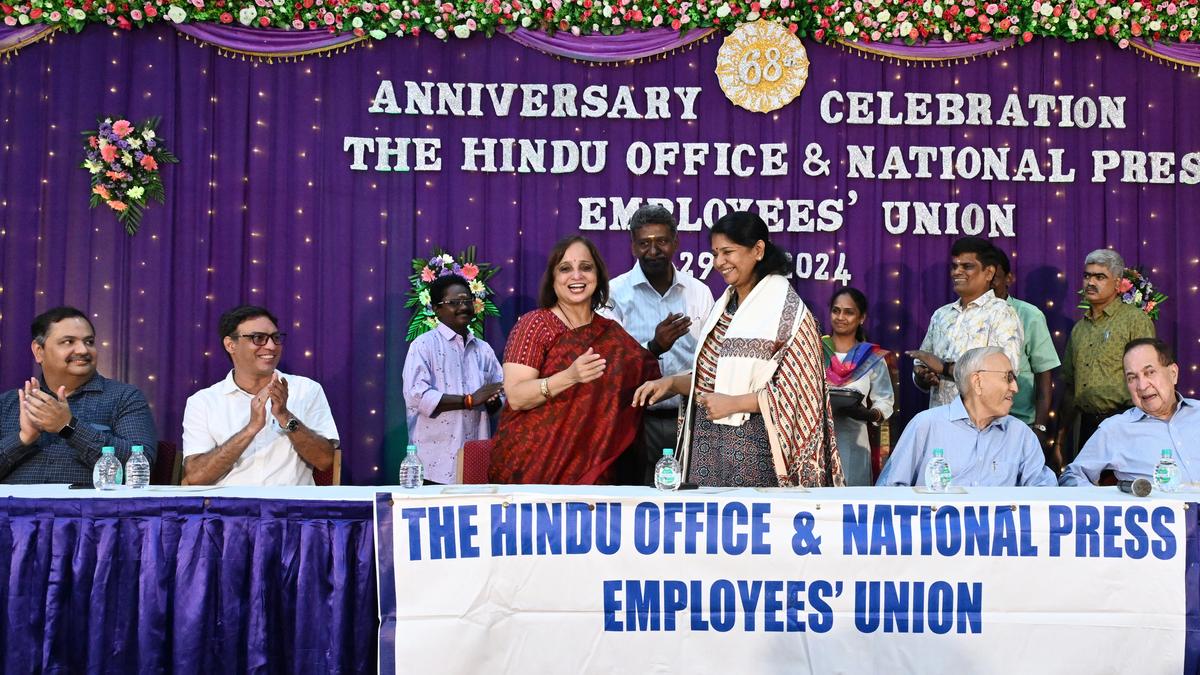 The Hindu Employees’ Union 68th anniversary celebrations: Newspapers are facing multiple challenges, says Kanimozhi